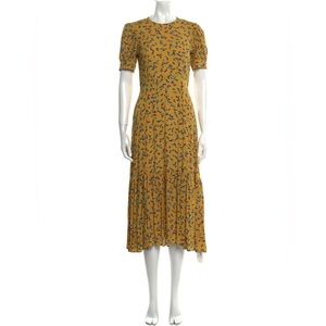 Rachel Pally Gold Cuffed Sleeve Midi Sundress size XS